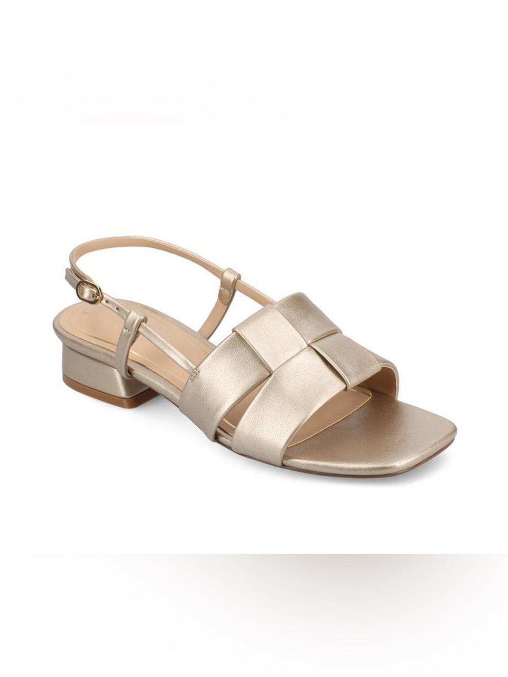 Journee Tabatha Sandal Metallic Slingback Block Heel Champagne Size 11